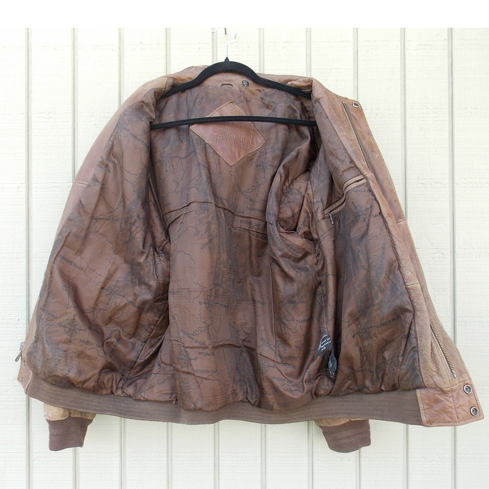 Unknown Leather Bomber Jacket Flight A-2 90s Vintage Mens Size Large Brown Coat